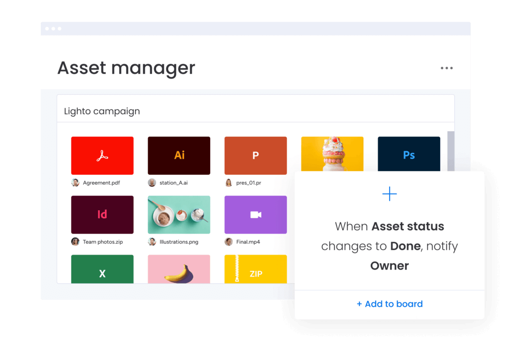 monday.com asset management file board